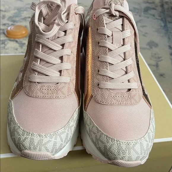 Michael Kors Women's Blush and Metallic Sneakers - Picture 6 of 7